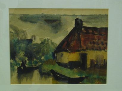 CHAPIN Jean (1896-?) Paysage de Bretagne, aquarelle, signée en bas à droite, 20 x...