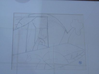 SURVAGE Léopold (1879-1968) Composition, dessin au crayon, cachet en bas à droite,...