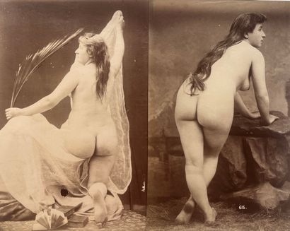 null Auteur non-identifié (XIX°) 
Études de nus féminin en atelier, c. 1870 
2 tirages...