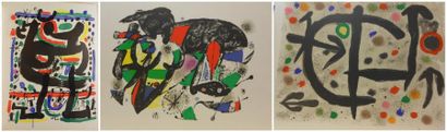 MIRO Joan (d'après) Compositions 3 lithographies, non signées, de 43 x 54 cm à 58...