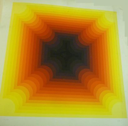 PETERS J. (XXe siècle) Composition géométrique, 1973 Lithographie (insolation et...