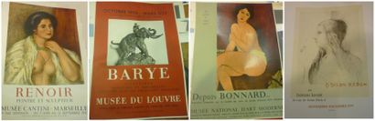 null Lot de 30 affiches d'expositions diverses (déchirures et manques): BARYE A.L..,...