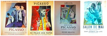 PICASSO Pablo (d'après) Lot de 6 affiches des années 70 (quelques accidents, traces...