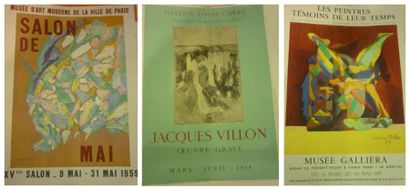 VILLON Jacques (1857-1963) Lot de 5 affiches Mourlot Paris (marques de plis et déchirures),...