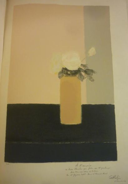 CATHELIN Bernard (1919-2004) Roses blanches, 23 décembre 1988 Lithographie (déchirures,...