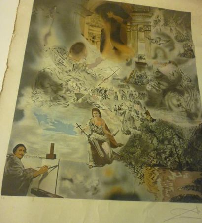 Dali Salvador (d'après) Le peintre Lithographie (piqûres, insolation, trous de punaise...