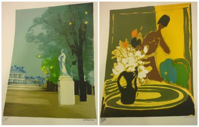 DEFOSSEY Alfred (né en 1932) Bouquet et Jardin du Luxembourg 2 lithographies, signées...