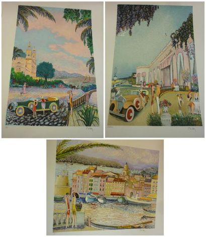 DILLEY Ramon (Né en 1932) Bords de mer, Casino de Deauville 4 lithographies, signées...