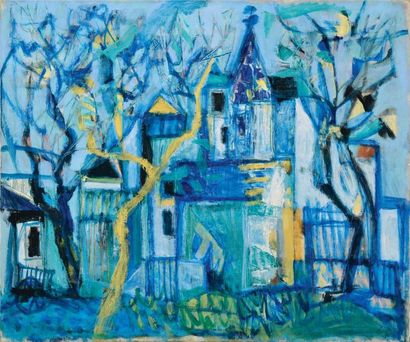 Antoni CLAVÉ Jardin bleu, 1944 Huile sur toile, signée et datée en bas à droite....