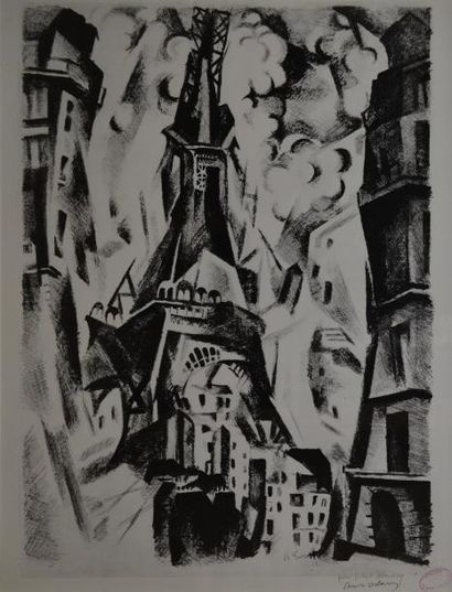 Robert DELAUNAY, d'après Tour Eiffel Lithographie en noir, édition posthume Galerie...