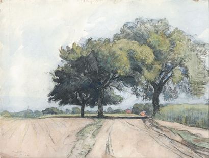 Auguste Louis LEPÈRE Champs aux trois arbres, Crèvecoeur, 1912 Aquarelle (quelques...