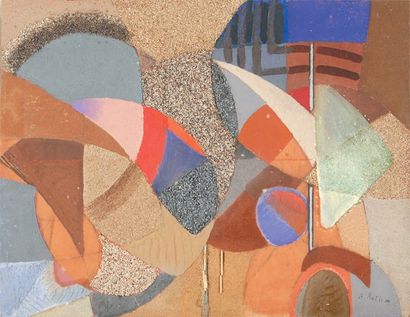 Alfred RETH Composition, 1959 Peinture, sable, gravier et matière sur panneau (très...