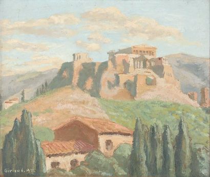 null L'Acropole, 1931 Peinture sur panneau, signé et daté en bas à gauche, 39x 4...
