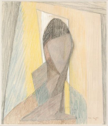 Jean CROTTI Buste, 1952 Pastel, signé et daté en bas à droite, 51x 43,5 cm.