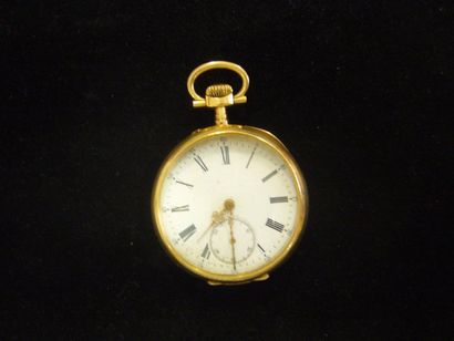 null Montre de gousset en or jaune à remontoir. ( verre défait ). Poids brut : 73...