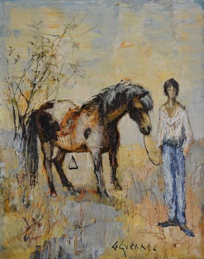 LE GUENNEC Jean, 1924-1988, LE GUENNEC Jean, 1924-1988, 
Cavalier et son cheval
Huile...