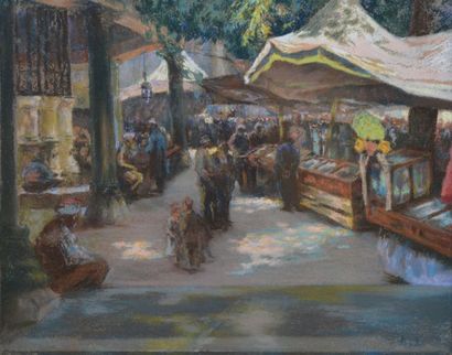 LUNOIS Alexandre, 1863-1916, LUNOIS Alexandre, 1863-1916, 
Marché oriental
Pastel...