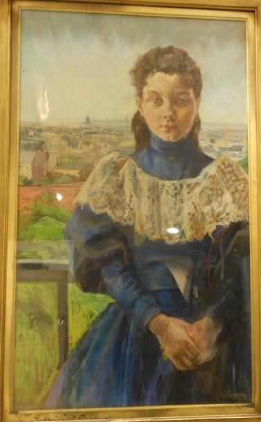 LUNOIS Alexandre, 1863-1916, LUNOIS Alexandre, 1863-1916, 
Fillette à la fenêtre...