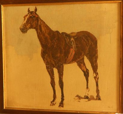 LUNOIS Alexandre, 1863-1916, LUNOIS Alexandre, 1863-1916, 
Portrait de cheval
Huile...