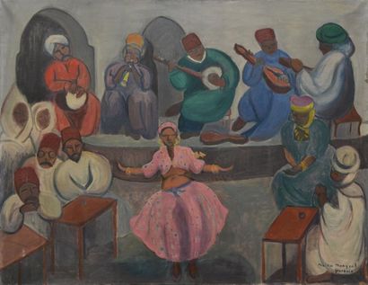 MANGEOL Maiten, 1903-2003, MANGEOL Maiten, 1903-2003,
Danse orientale à Ghardaïa
Huile...