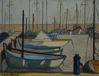 MANGEOL Maiten, 1903-2003, MANGEOL Maiten, 1903-2003,
Bateaux de pêche au port
Huile...