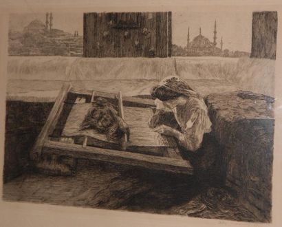LUNOIS Alexandre, 1863-1916, LUNOIS Alexandre, 1863-1916, 
L'atelier de tapisserie...