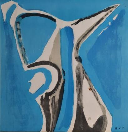 Van VELDE Bram, 1895-1981 Sans titre bleu Lithographie en couleurs, monogramme en...