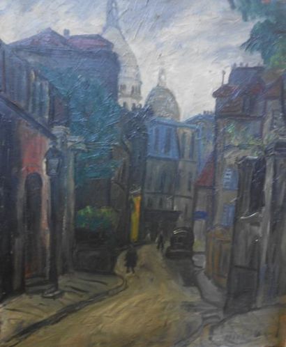 MANGEOL MAITEN, 1903-2003 Montmartre Huile sur toile (petits manques), signée en...