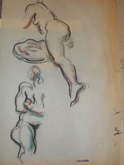 VANBER Albert Voisin, dit (1905-1994) Etude de nus Pastel, cachet de la signature...