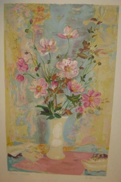 Le Pho (1907-2001) Bouquet chinois Lithographie, EA, signée en bas à droite, 75 x...