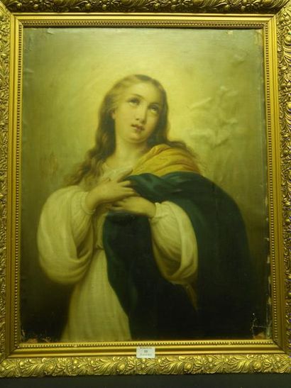 MURILLO, Bartolomeo (D'après) (1617 -1682) La Vierge de l'immaculée Conception Huile...