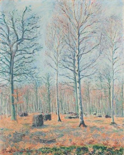 Blanche HOSCHEDÉ-MONET Sous bois dans les marais de Giverny, lumière d'automne, 1912...