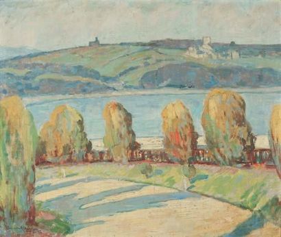 Alexandre Altmann Parc au bord de lac, 1911 Huile sur toile marouflée sur isorel...