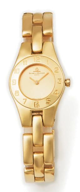 BAUME&MERCIER Linea Montre bracelet de dame en or jaune 18K (750/1000e). Cadran doré....