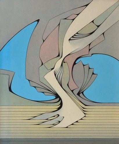 FERRER Joachim, né en 1929 Sans titre, 1975-76 Peinture sur papier marouflé sur toile,...