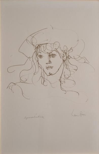 FINI Léonor, 1908 -1996 Tête au chapeau Lithographie en bistre sur Arches (inso -...