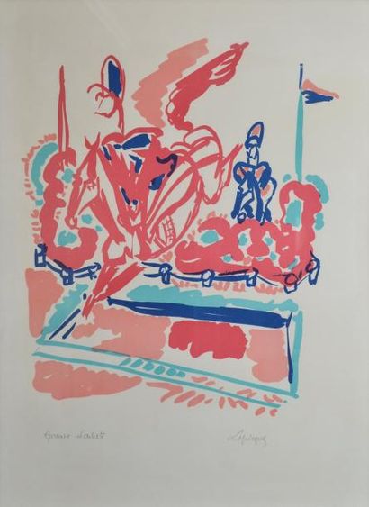 LAPICQUE Charles, 1898 -1988 Le passage de la haie Lithographie en couleurs, E.A.,...