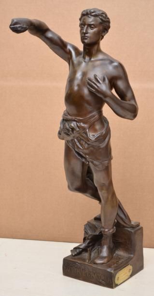 LAPORTE Émile, 1858 -1907 Honor et Patria Bronze à patine brune (accidents au bras...
