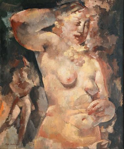 BOSSHARD Rodolphe Théophile, 1889 -1960 Jeune bacchante Huile sur toile, signée en...