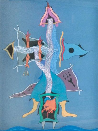 CAMACHO Jorge, 1934 - 2011 Dieux de force, n° 8, 1997 Pastel sur papier bleu (très...