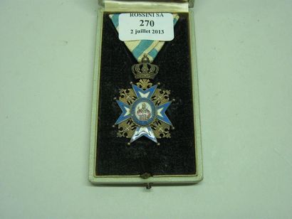 null Médaille en métal doré et émail. Ordre de Saint Sava. Chevalier de 4e class...