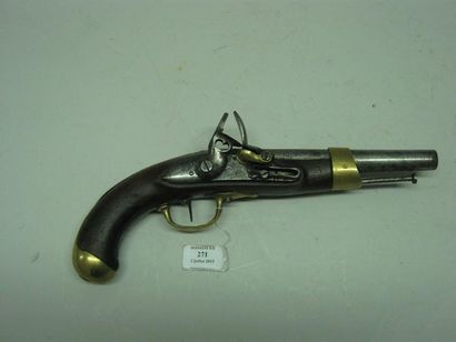 null Pistolet de cavalerie à silex modèle 1816. Platine illisible et manque la machoire...