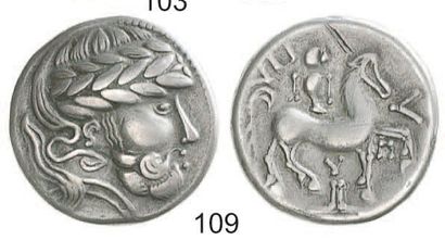 null IDEM. Tétradrachme à l'imitation des monnaies de Philippe II, type " à l'Y sur...