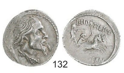 null ROME (République). Denier de L.Hostilius Saserna (vers 48 av. J. C.) à la tête...
