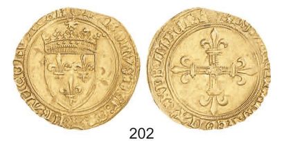 null CHARLES VIII (1483- 1453). Ecu d'or au soleil, couronne initiale, point 3e(Montélimar)....