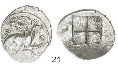 null GRECE. Ionie, Téos (544 - 394). Statère au griffon à droite. R / Carré creux...