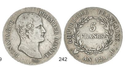 null CONSULAT (1799 - 1804). 5f. Bonaparte, an 12 Turin. G 577. Très rare et TB à...