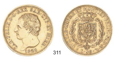 null ITALIE, Sardaigne, Charles Félix (1765 - 1831). 80 lire, 1828 Turin. TTB, traces...