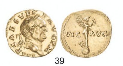 null ROME. Vespasien (69 - 79). Aureus de Rome. R /Victoire sur un globe. C 583....