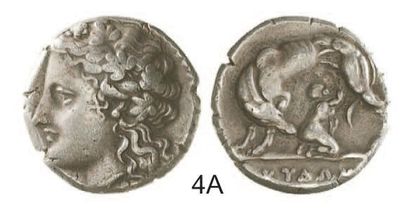 null GRECE. Crète, Cydonia (320- 270). FAUX statère à la jeune tête couronnée de...